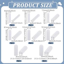 64-delige ritshoezensets voor wasgoed, 8 maten doorzichtige ritsschuiversbeschermers voor wasmachine, droger, kleding, jassen, jeans en tassen, binnendiameter: 3-10 mm — thumbnail 2