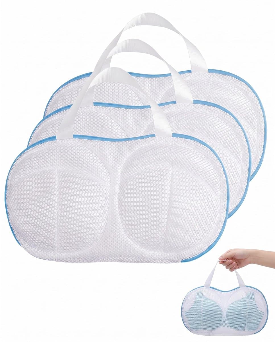Waszakken set van 3, blauw, 19 x 30 cm, met ritssluiting, voor beha's, ondergoed en fijne was, bescherming in de wasmachine. — afbeelding 1