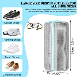 Schoenwastas, 2 stuks, herbruikbare nettas voor het wassen van schoenen, 39 x 19 cm, 360 graden verstelbaar, voor wasmachine — thumbnail 3