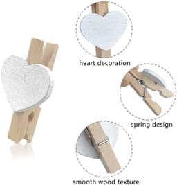Houten klemmen, natuurlijk houten wasknijpers met 10 m jute koord, non-trace-hanghaak, decoratieve pennen voor bruiloftsfeest, fotohouder, kaartendecoratie en kunsthandwerk (50 stuks) — thumbnail 2