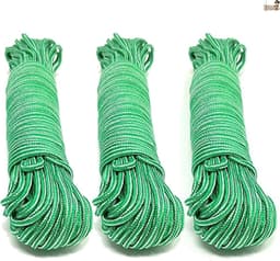 Waslijn Touw - Waslijn Kledinglijn - Kleding Drogen - Vochtbestendig Polypropyleen - 3 x 20 Meter - Groen — thumbnail 1