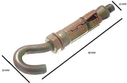Anker Bouten - Metselwerk Ankers - Zware Bevestigingen - Roestbestendige Plating - M8 x 65mm - Geel Verzinkt — thumbnail 2