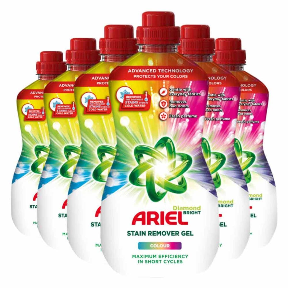 Ariel Vlekverwijderaar Gel Colour Diamond Bright - 6 x 950 ml - Voordeelverpakking — afbeelding 1