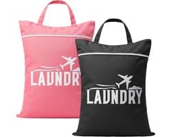 Waterdichte Reiswaszakken met Handvat - 2 stuks - 58 ×46 cm - Vuile Waszak met Ritssluiting - Opvouwbare Wetbag Kledingtas - voor Sportschool, Thuis, Reizen, Vakantie
