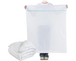 Groot wasnet 90 x 110 cm van polyester, robuuste waszak met ritssluiting voor dekens, truien en beddengoed