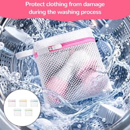 Wasnetten, honingraatstructuur voor maximale bescherming, ideaal voor fijne was, sokken en maskers, 14 x 12 cm ritssluiting voor wasmachine en droger — thumbnail 4