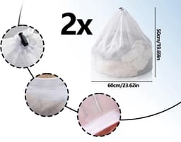 Wasnetten, 50 x 60 cm, wasnet voor wasmachine, herbruikbaar, dicht mesh, wasnetten met koordstopper — thumbnail 3