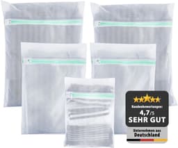mesh waszakken voor de wasmachine - set van 5 - beschermt de fijne was, sokken, lingerie, bh's, schoenen - hoogwaardige waszak met rits - wasnetje — thumbnail 1