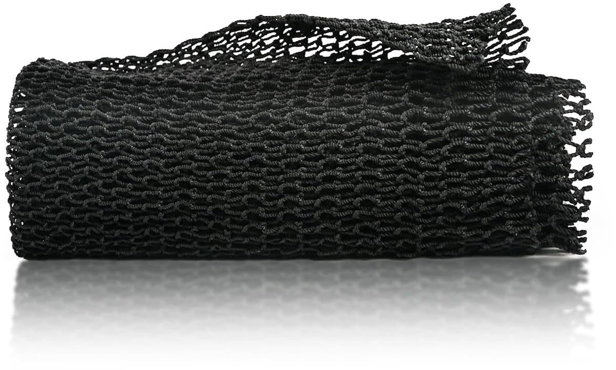 Netspons, Lange Badspons met Knopen, Afrikaans Wasnet, Exfoliërende Douche, Rugscrubber, Huidverzachter, Rekbaar tot 160 cm (Zwart) — afbeelding 1
