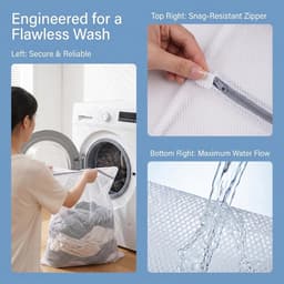Set van 3 Duurzame Wasnetten voor Wasmachine, 50 x 60 cm, Beschermende Netwaszakken met Ritssluiting voor Delicate Kleding, Sokken en Ondergoed — thumbnail 5