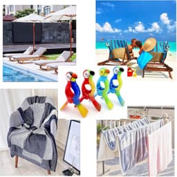 4 x Papegaai stijl nieuwigheid strandhanddoek haringen voor ligstoel ligbedden, grote zonnebank handdoek clips, strandhanddoek clips voor strandstoelen, sterke wasknijper — thumbnail 4