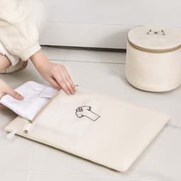 Wasmachine waszakken - waszak - Wasmachine Zakken Set - 6 Stuks - Met Borduur-iconen - Beige Mesh Waszakken - voor Fijne Was - Bescherming Kleding - Lingeriezakjes - Duurzaam Polyester — thumbnail 5