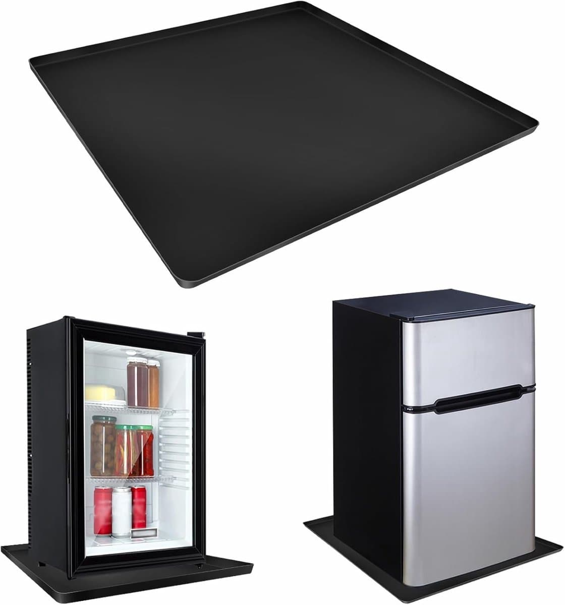Siliconen Mini Koelkastmat 50 x 50 cm, Ondersteuning met 1.5 cm Opstaande Randen, Herbruikbare Afvoer voor Wasmachine en Vriezer, Druppelbak voor Droger en Wijnkast — afbeelding 1