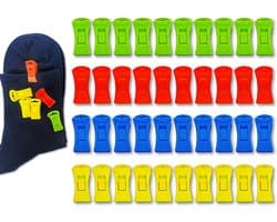 SnelShoppen - 40 Sokclips voor het Koppelen van Sokken, Kleurige en Duurzame Plastic Clips voor de Wasmachine of Droger, Geen Kreuken of Verlies, Perf