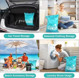 Waterdichte Reusable Waszak voor Reizen - 2 Stuks met Handvat, Geschikt voor Vuile Kleding, Badkleding en Sporttassen — thumbnail 4
