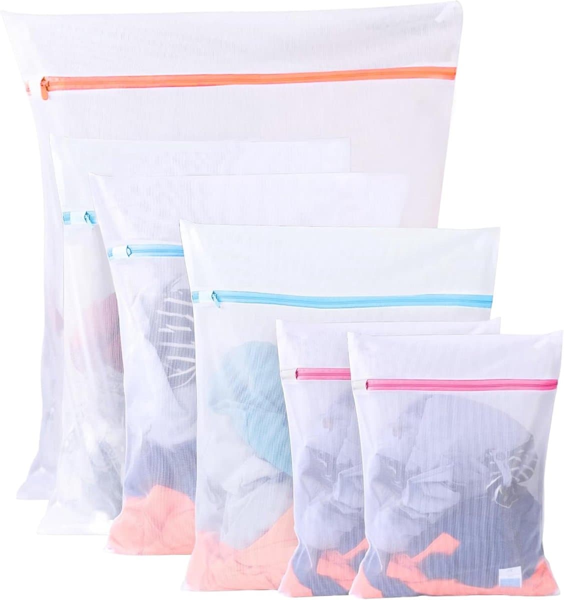 SnelShoppen - 6 Stuks Wasnetten voor Wasmachine, 3 Maten Waszakken, Kleding Bescherming met Rits voor Sweaters, Hemden, Ondergoed, Kousen, 60x60cm, 40 — afbeelding 1