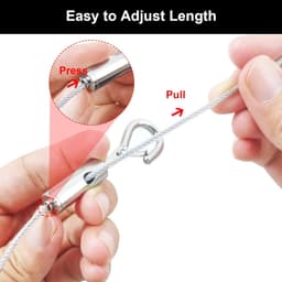 SnelShoppen - 8M/2mm Stalen Kabel, Verstelbare Stalen Touw met Oogjes, Beschermde Tensioner, Bekleed Klimtouw, 8 Meter Verstelbaar voor Gordijn, Wasli — thumbnail 2