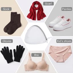 SnelShoppen - Pack van 4 Wasmachine BH Wasnetten - Polyester Waszak met Rits - Beschermt Gevoelige Kleding - Wit en Grijs - Voor Delicate Was — thumbnail 2