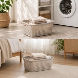 Plasticforte Wasmand - 3x - 35 liter - rotan - beige - kunststof - 53 x 36 x 26 cm - draagmand - met handvatten - lichtgewicht — thumbnail 5