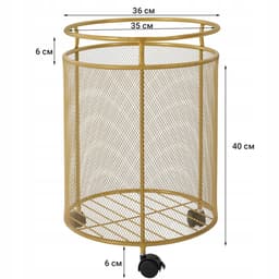 Merkloos Merkloze Metalen Wasemmer met Wielen - Goud, 40x36cm — thumbnail 5
