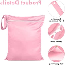 2 stuks waterdichte waszakken 38 x 48 cm, herbruikbare tas voor zwemkleding, luiers en strandhanddoeken (grijs + roze) — thumbnail 2