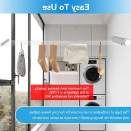 Uittrekbare wandwaslijnen met 5 lijnen - Ruimtebesparende binnenwaslijnen voor efficiënt drogen — thumbnail 5