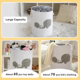 SnelShoppen - Baby wasmand voor kinderkamer 58L - Extra grote grijze opbergmand met ritssluiting voor speelgoed, kinderspeelgoed, was en cadeau - Idea — thumbnail 5