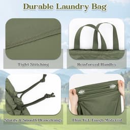 Extra Grote Sterke Waszak voor Reis, Met Trekkoord, Voor Vuile Kleding, Opbergtas voor Kamperen en Buitenactiviteiten, Groene Opbergoplossing — thumbnail 2