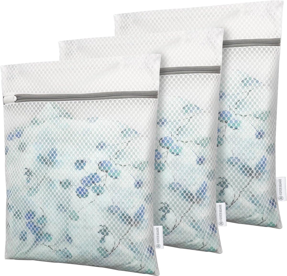 MODFU Waszak 3 stuks 30x40 cm - Wasgoedzak met rits - Honeycomb mesh - Praktische waszak voor kleding - Waszak voor wasgoed - Wit — afbeelding 1