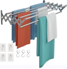 ZRNS® Wasrek Hangend - Droogrek - Voor Deur Radiator of Balkon - Inklapbaar - Zilver — thumbnail 1