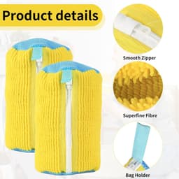Schoenwaszak voor wasmachine – 360° schoenreiniger met YKK-ritssluiting – herbruikbare waszak voor sneakers, beschermt tegen vervorming en slijtage – 2 stuks (geel) — thumbnail 5