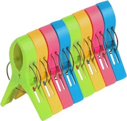 8 x Strandlaken knijpers in diverse kleuren - Ligstoel met metalen veren — thumbnail 1