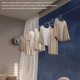 Intrekbare waslijn - Droogrek muur - Kleding drogen - Roestbestendig ontwerp - 4.2 meter - Grijs — thumbnail 4