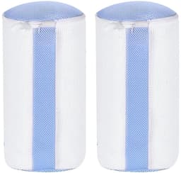 Dailygoods- Schoenwaszak met rits - 2 stuks - Wit/Blauw - Herbruikbaar - Polyester - Zachte vezels voor reiniging - Schoenentas — thumbnail 2