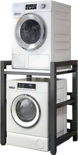 Droger standaard - Wasmachine rek - Ruimte besparen - Verstelbare hoogte - 75cm breed - Wit — thumbnail 1