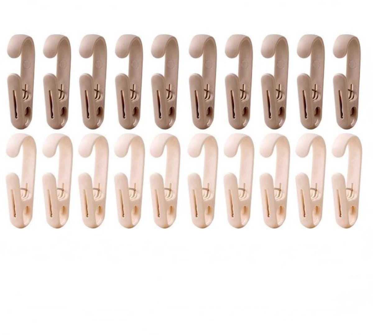 Haken – Set van 20 – 8 x 3 x 1,3 cm – Clip-haken – Veelzijdige organizer – Borgclip - Ideaal voor ophangoplossingen in keuken en badkamer – Geschikt voor kledingkasten, schoenenrekken, kapstokken, wasknijpers, enz. — afbeelding 1