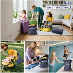 Vouwbare Waterdichte Waszakken voor Vuile Kleding, 2 Stuks, Ideaal voor Sport en Reizen, Met Rits en Ruimte voor Bikinis en Fitnesskleding - Donkerblauw — thumbnail 5