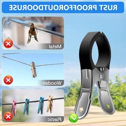 Grote Wasknijpers voor Handdoeken, 6 Stuks, Plastic Handdoekclips voor Strandstoelen en Wasgoed, Houdt Handdoeken Op Hun Plaats - Zwart — thumbnail 1