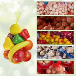 Herbruikbare Netzakken - Productzakken Opbergzakken - Boodschappen Opbergen - Ademend Materiaal - 50 cm - Geel — thumbnail 4