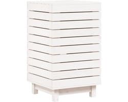 Wasmmand – Wasbak – Wascontainer – Mand Voor Wasgoed – Waskorf – Massief Dennenhout – Ruim Formaat 44x44x76 cm – Afdekbare Deksel & Wandmontage