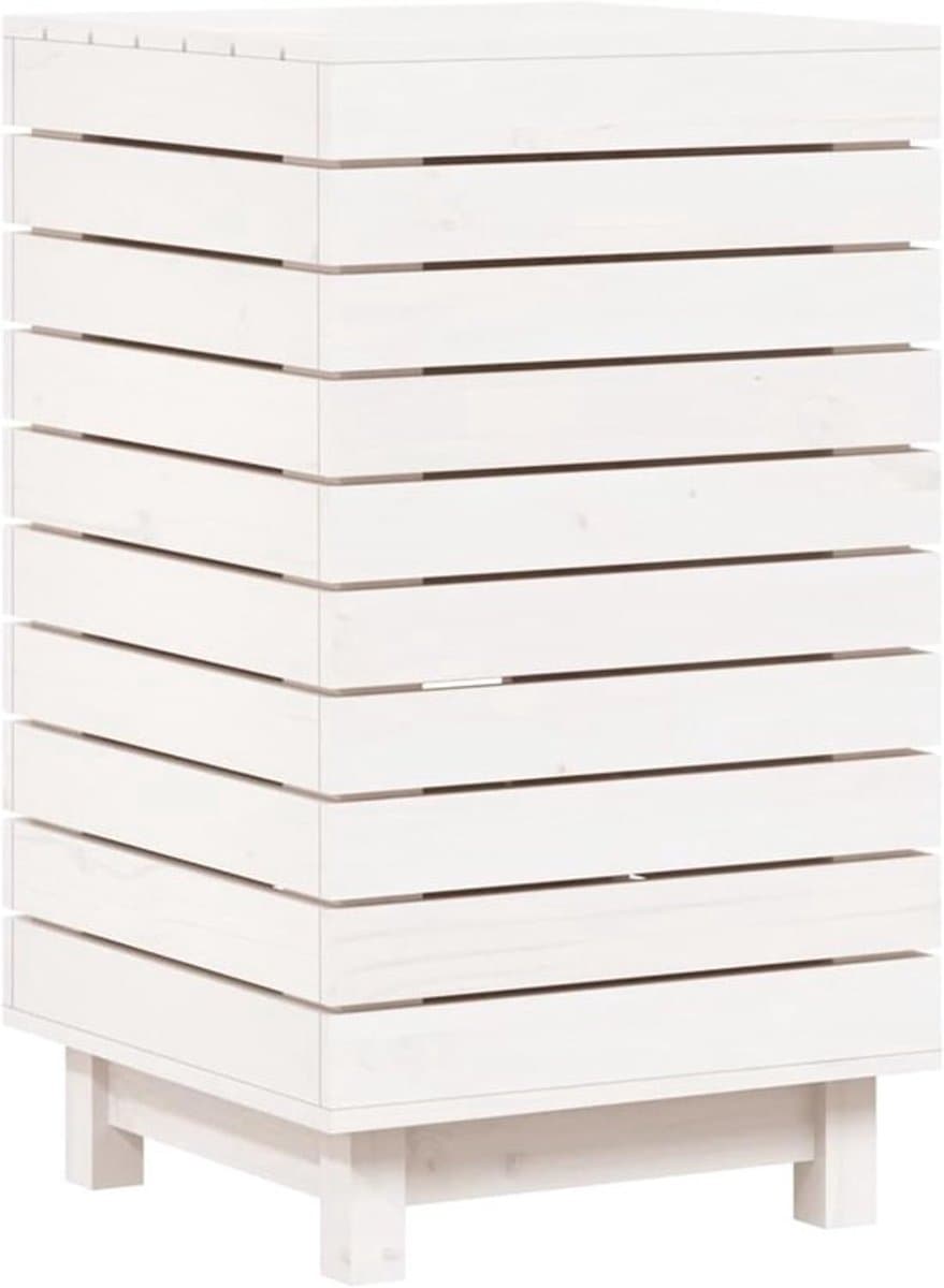 Wasmmand – Wasbak – Wascontainer – Mand Voor Wasgoed – Waskorf – Massief Dennenhout – Ruim Formaat 44x44x76 cm – Afdekbare Deksel & Wandmontage — afbeelding 1