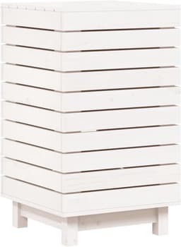 Wasmmand – Wasbak – Wascontainer – Mand Voor Wasgoed – Waskorf – Massief Dennenhout – Ruim Formaat 44x44x76 cm – Afdekbare Deksel & Wandmontage — thumbnail 1