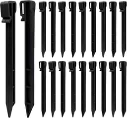 SnelShoppen - Pack van 20 Plastic Grondankers - 25 cm Zwarte Grondsteken voor Tuin, Tentconstructie, Onkruiddoek en Tuinranden — thumbnail 1