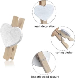 SnelShoppen - Andiker Mini Houten Clips met Jute Touw, 50 Stuks Decoratieve Klemmen voor Foto's, Kaarten, Bruiloften en Feestjes, Natuurlijke Houtkleu — thumbnail 4
