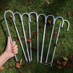 Duurzame 30 cm grondankers met J-haak, roestbestendig staal, ideaal voor campingtent en tuinondersteuning, 10 stuks — thumbnail 2