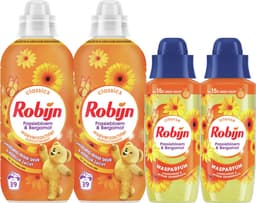 Robijn Perfecte Match Wasverzachter en Wasparfum Pakket - Passiebloem & Bergamot - 4 stuks - 2 x 39 wasbeurten + 2 x 342ml - Voordeelverpakking — thumbnail 1