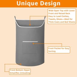 SnelShoppen - 2 Stuks Hangende Waszakken 91 x 56 cm - Ruime Opbergtas voor Kleding, Beddegoed, Handdoeken - Grijs, Muur Gemonteerd, Ideaal voor Deur, — thumbnail 2
