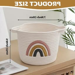 Kleine Woven Opbergmand met Handvatten van Katoen, Regenboog Design voor Speelgoed, Was en Organisatie in Kinderkamer en Slaapkamer — thumbnail 5