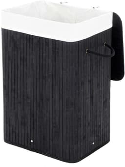 Wasmand opbergmand 40x30x60cm zwart groot volume 72 liter met handgrepen deksel tegen geur en afneembare wasbare katoenen binnenzak draagvermogen 20kg opvouwbaar ontwerp ruimtebesparend geschikt voor slaapkamer badkamer en wasruimte — thumbnail 1