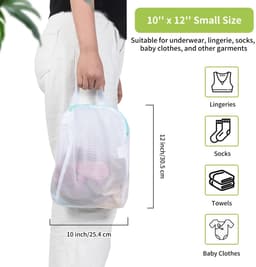 Dailygoods - OTraki 2 stuks wasnetten met handgrepen, 10 x 12 inch wasnet voor wasmachine met grote opening, hangende waszakken klein voor beha, lingerie, ondergoed, sokken en babykleding — thumbnail 2